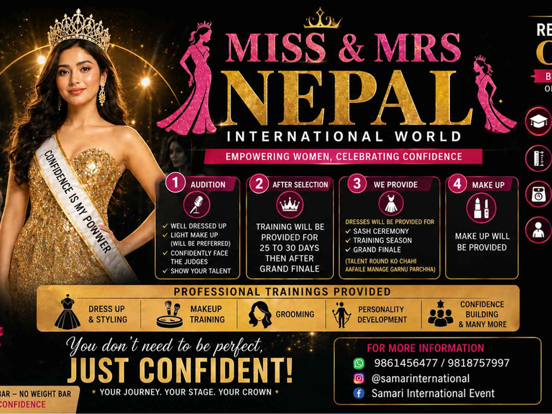 MISS AND MRS NEPAL INTERNATIONAL WORLD REGISTRATION OPEN
